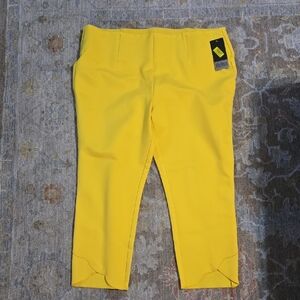 Slim Factor By Investments Bright Yellow Ponte Crop Pants